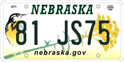 NE license plate 81JS75