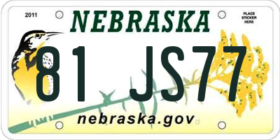 NE license plate 81JS77
