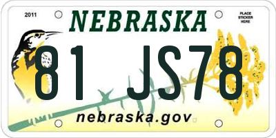 NE license plate 81JS78