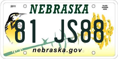 NE license plate 81JS88