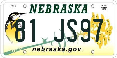 NE license plate 81JS97