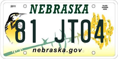 NE license plate 81JT04