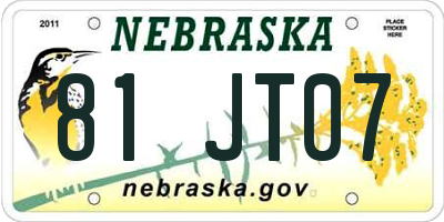 NE license plate 81JT07