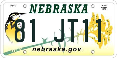 NE license plate 81JT11