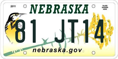 NE license plate 81JT14
