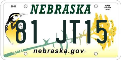 NE license plate 81JT15