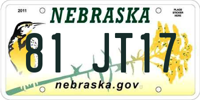 NE license plate 81JT17