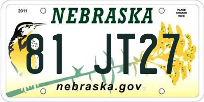 NE license plate 81JT27