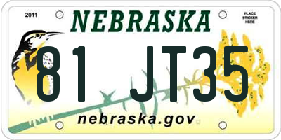 NE license plate 81JT35
