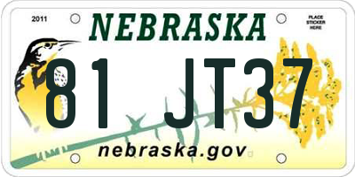 NE license plate 81JT37