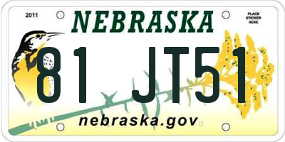 NE license plate 81JT51