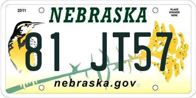 NE license plate 81JT57
