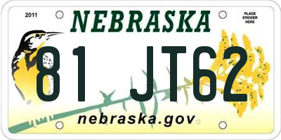 NE license plate 81JT62