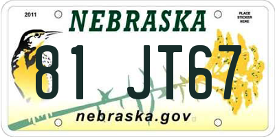 NE license plate 81JT67