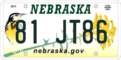 NE license plate 81JT86