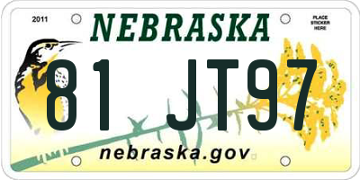 NE license plate 81JT97