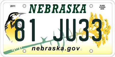 NE license plate 81JU33