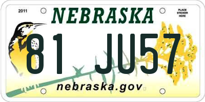NE license plate 81JU57
