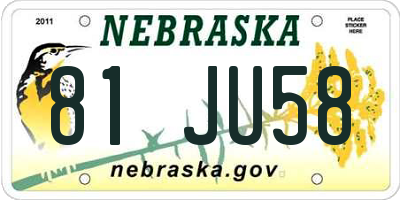 NE license plate 81JU58