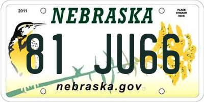 NE license plate 81JU66