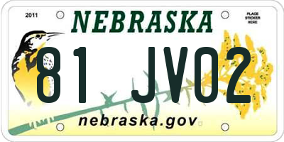 NE license plate 81JV02
