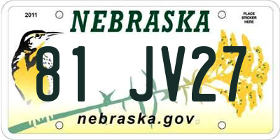NE license plate 81JV27