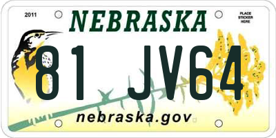 NE license plate 81JV64