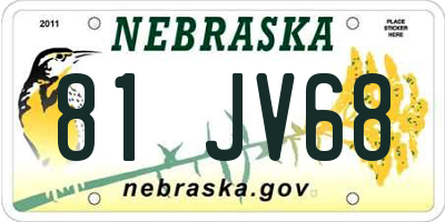 NE license plate 81JV68