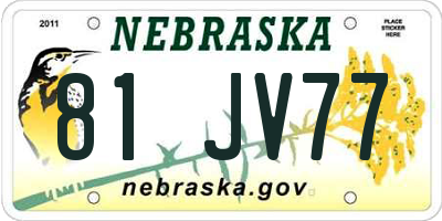 NE license plate 81JV77