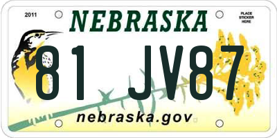 NE license plate 81JV87