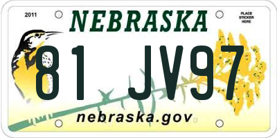 NE license plate 81JV97
