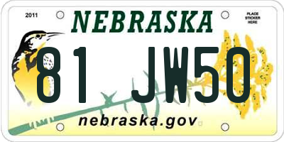 NE license plate 81JW50