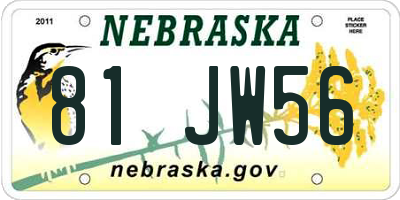 NE license plate 81JW56