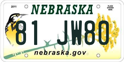 NE license plate 81JW80
