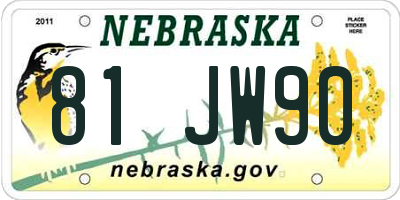 NE license plate 81JW90