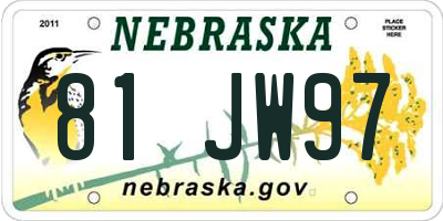 NE license plate 81JW97