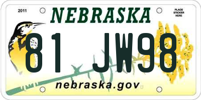 NE license plate 81JW98