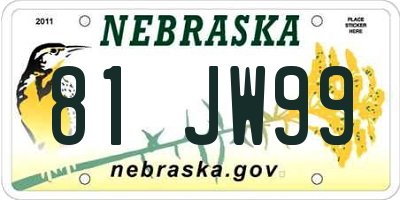 NE license plate 81JW99