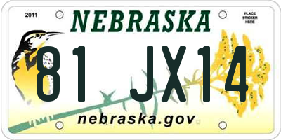 NE license plate 81JX14