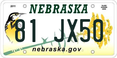 NE license plate 81JX50