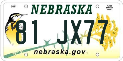 NE license plate 81JX77