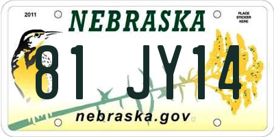 NE license plate 81JY14
