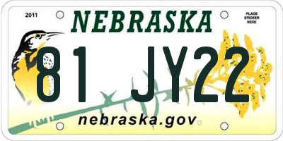 NE license plate 81JY22