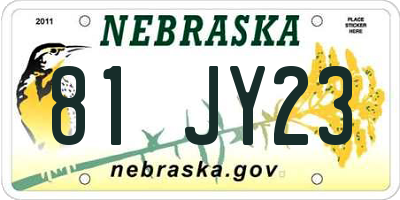 NE license plate 81JY23