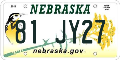 NE license plate 81JY27