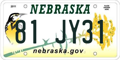 NE license plate 81JY31