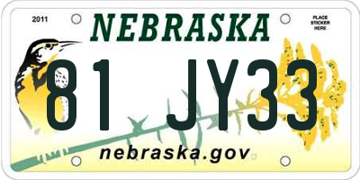 NE license plate 81JY33