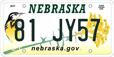 NE license plate 81JY57