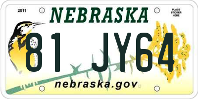 NE license plate 81JY64