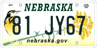 NE license plate 81JY67